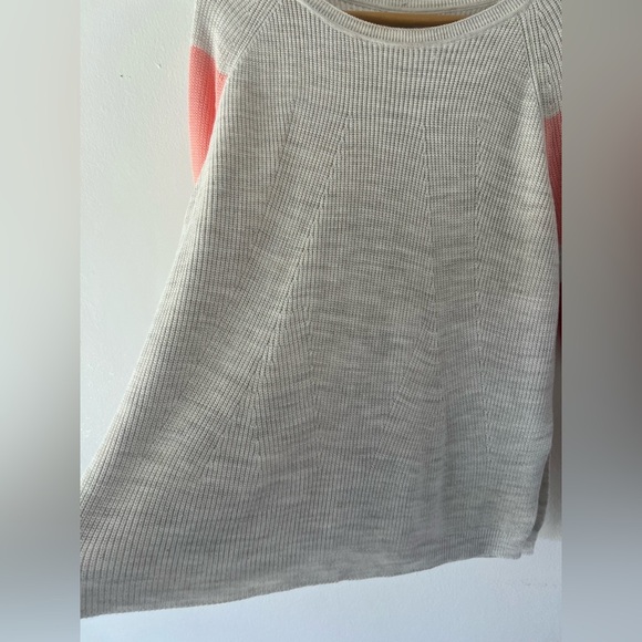 Mersea Camden Striped Traveler Knit Sweater Sea Salt & Coral Rose Back Button - Picture 6 of 13